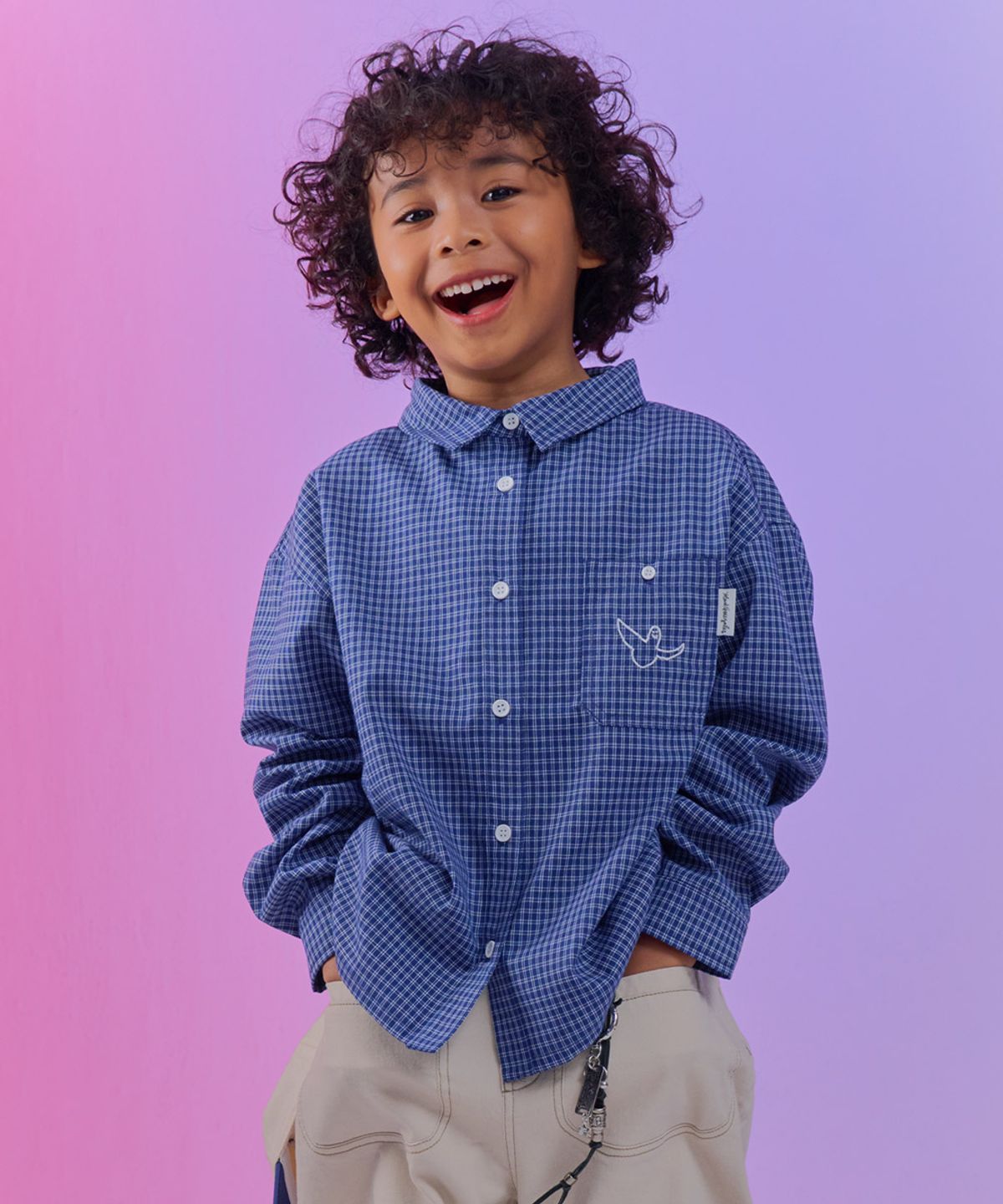 마크곤잘레스 키즈(MARK GONZALES KIDS) 엔젤 포켓 체크 셔츠_블루_MG61SH02BL