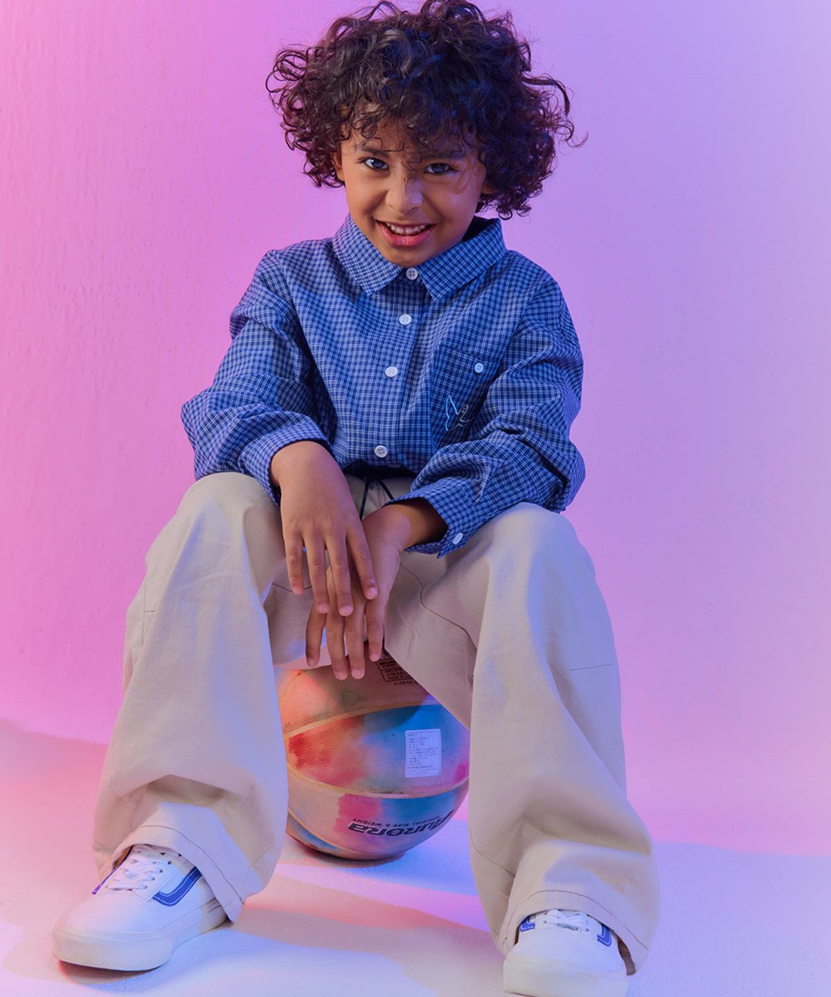 마크곤잘레스 키즈(MARK GONZALES KIDS) 엔젤 포켓 체크 셔츠_블루_MG61SH02BL