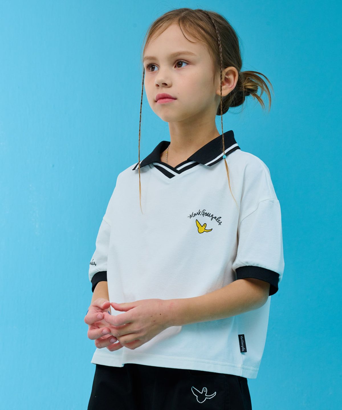 마크곤잘레스 키즈(MARK GONZALES KIDS) 마크 스포티 카라 티셔츠_화이트_MG62TP51WH