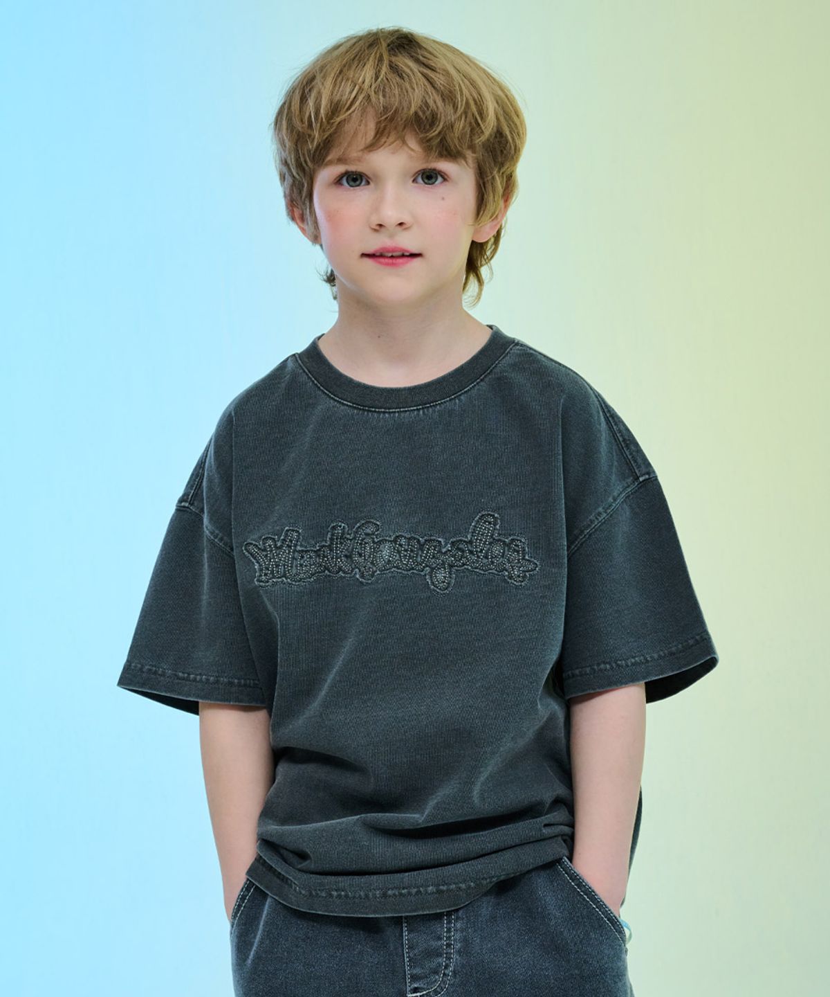 마크곤잘레스 키즈(MARK GONZALES KIDS) 마곤 피그먼트 반팔 티셔츠_다크그레이_MG62TS06DG