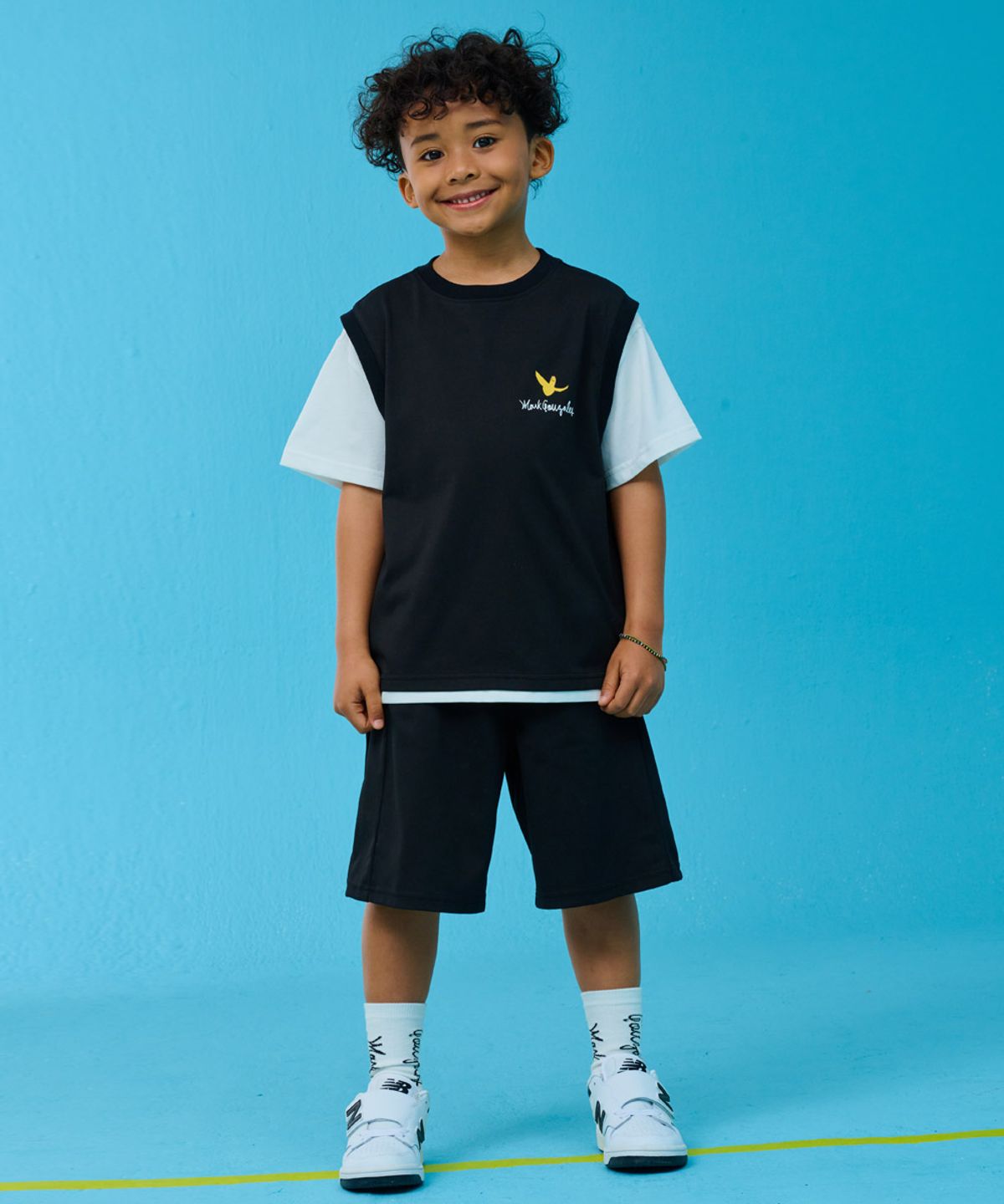 마크곤잘레스 키즈(MARK GONZALES KIDS) 레이어드 콤비 티셔츠_블랙_MG62TS09BK