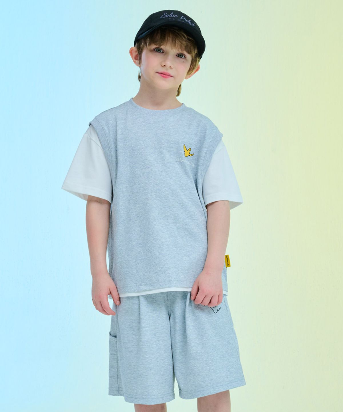 마크곤잘레스 키즈(MARK GONZALES KIDS) 레이어드 콤비 티셔츠_멜란지그레이_MG62TS09GY