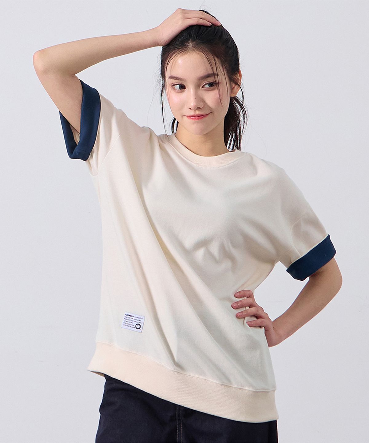 앨빈클로(ALVINCLO) 소매 롤업 반팔티셔츠 AST3673 (4COLOR)