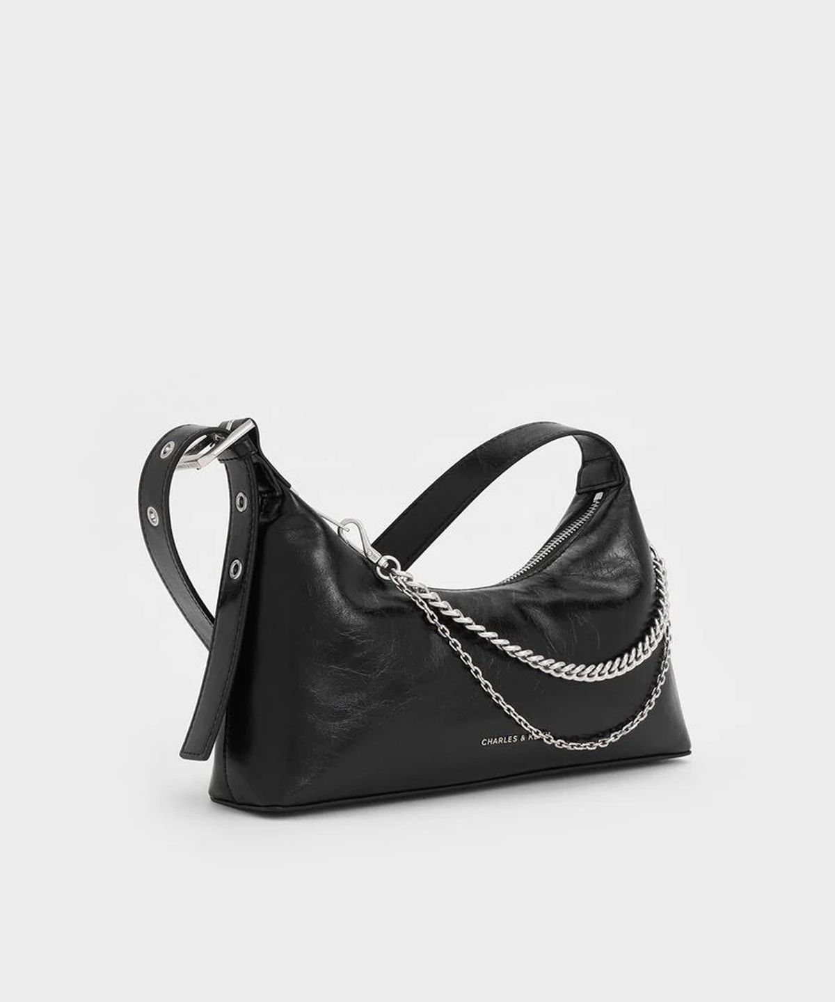 찰스앤키스(CHARLES & KEITH) 앳우드 크링클-이펙트 체인 엠벨리시드 호보백 4colors CK2-40782472