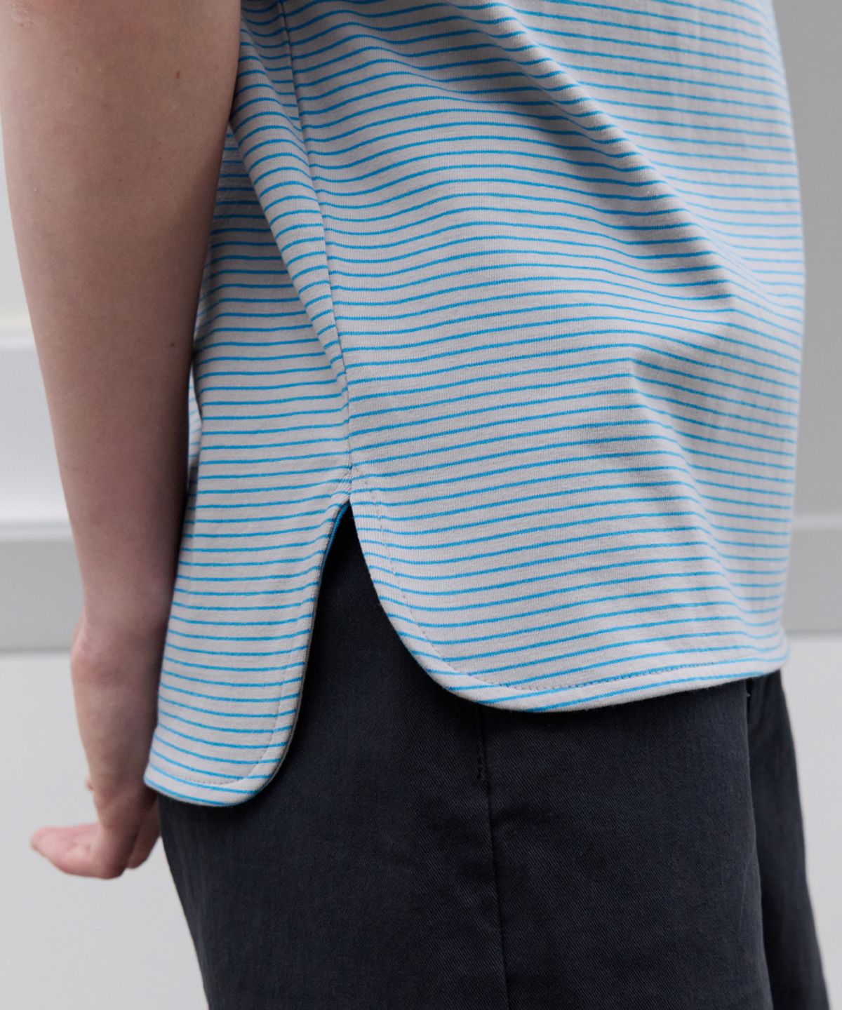 토아베(TOAVE) Roll-Up Stripe T-Shirt (Blue)