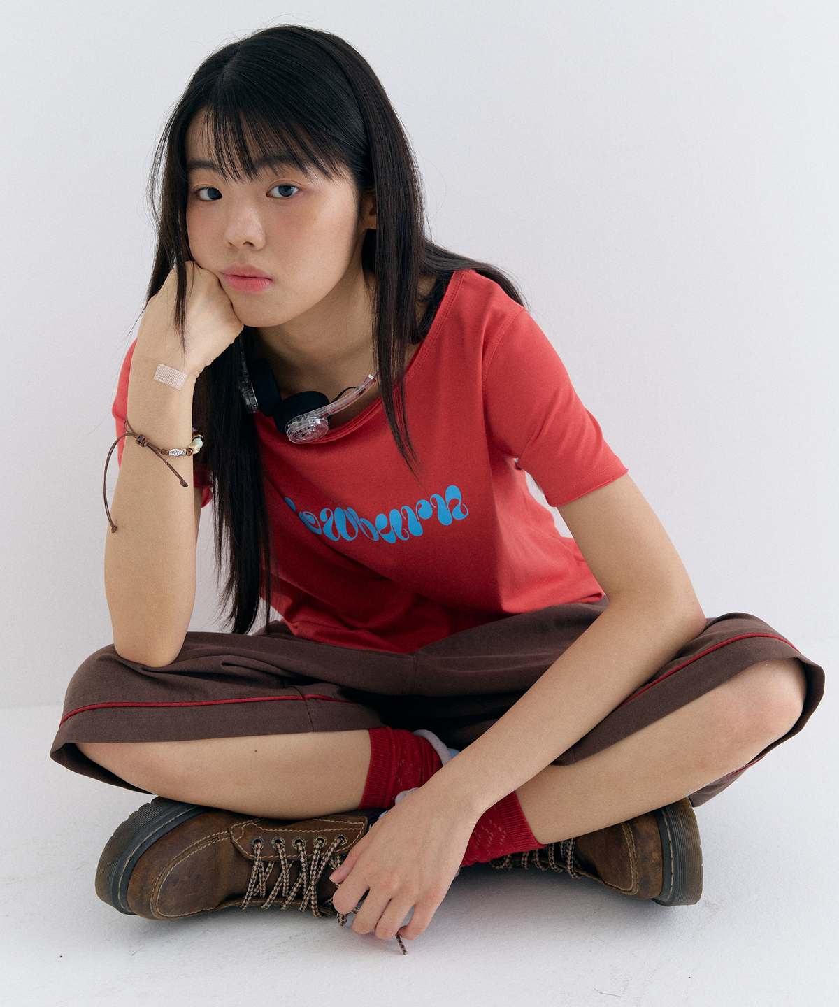 플러티(FLIRTY) easy off shoulder t-shirt in red
