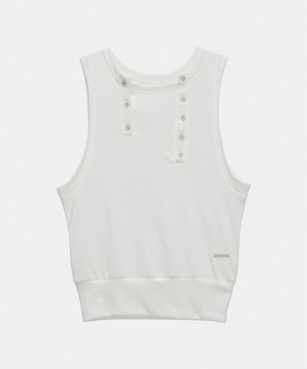 에트오소메(ETRE AU SOMMET) Two-Line Button Short Sleeveless (White)