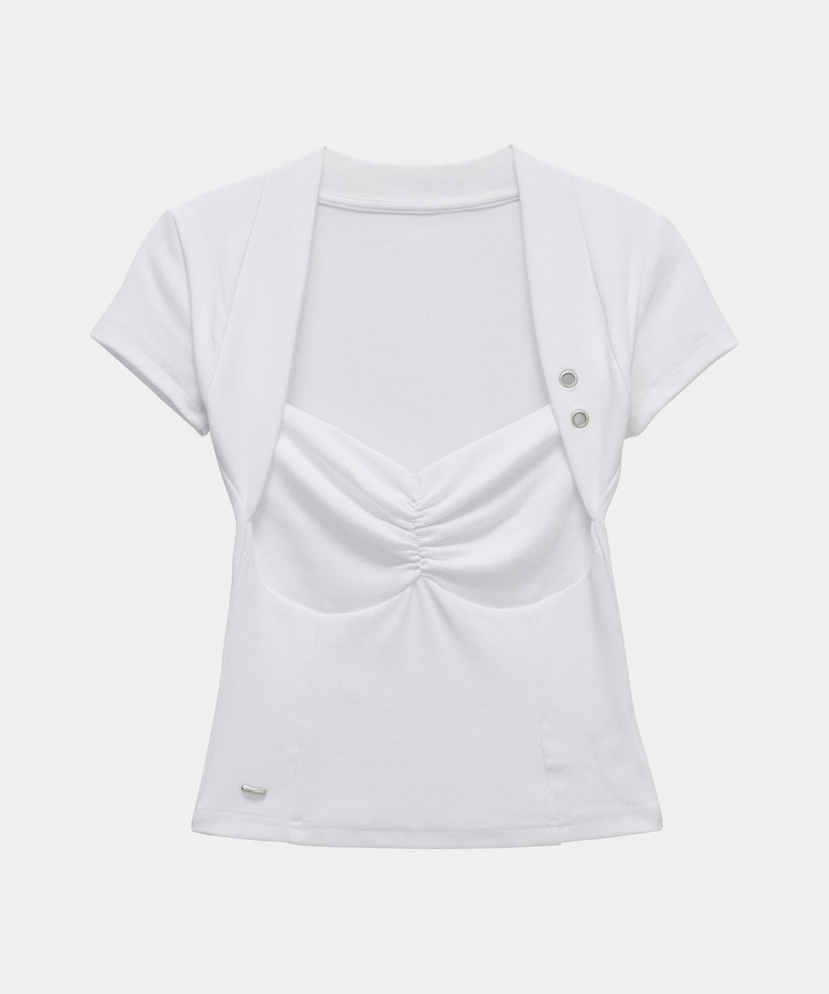 에트오소메(ETRE AU SOMMET) Shirring Eyelet Bolero Top (White)