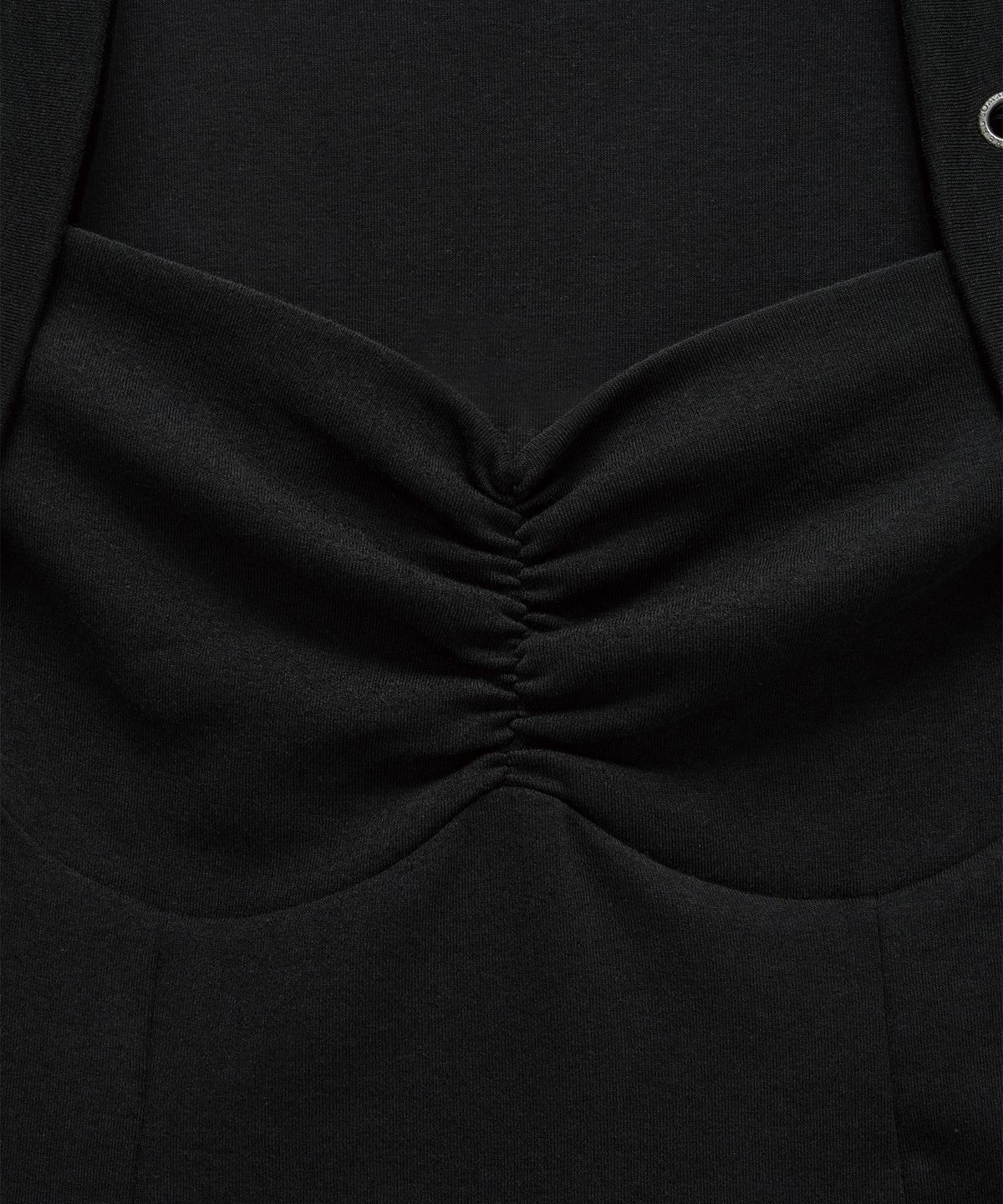 에트오소메(ETRE AU SOMMET) Shirring Eyelet Bolero Top (Black)