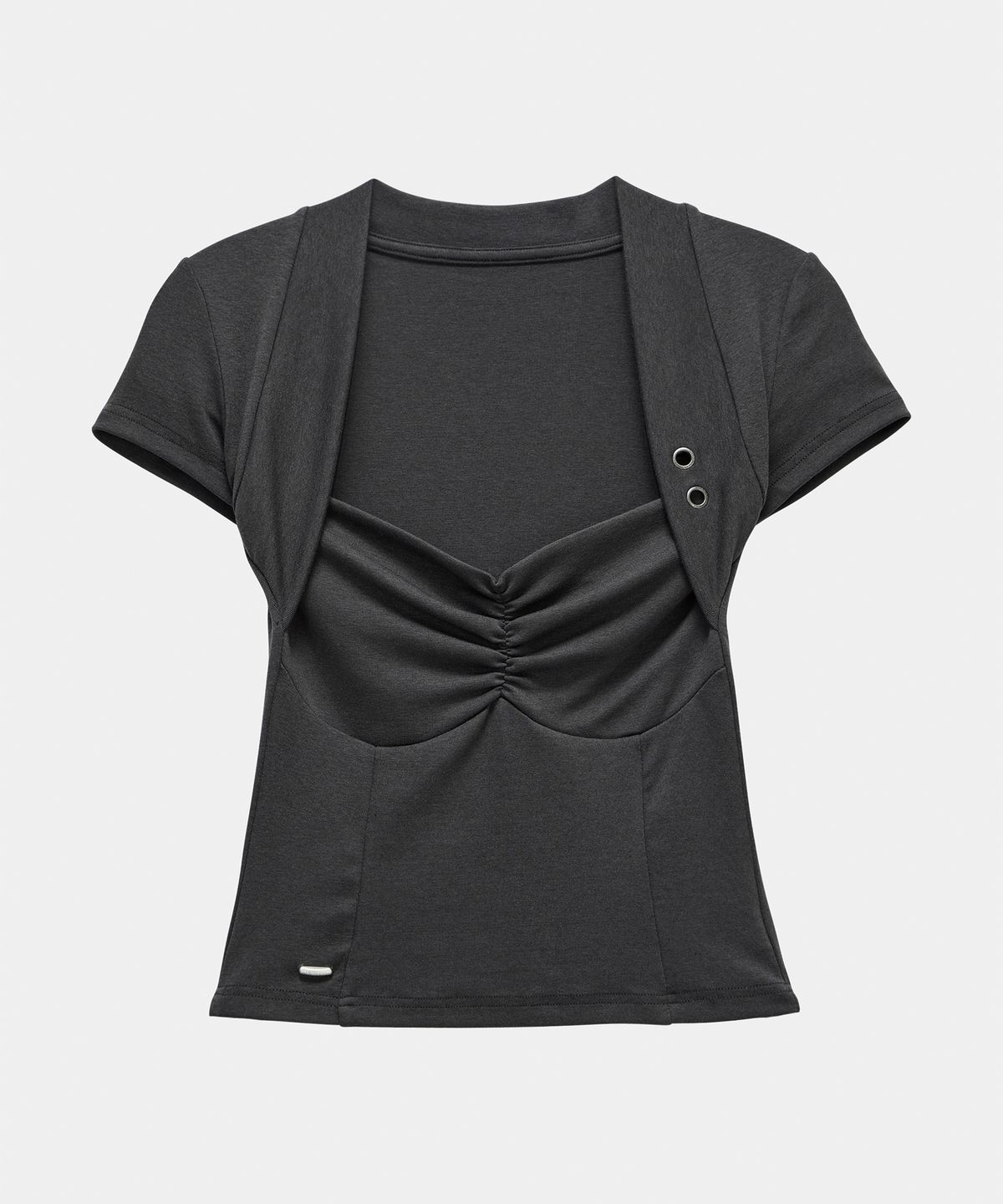 에트오소메(ETRE AU SOMMET) Shirring Eyelet Bolero top (Dark Gray)