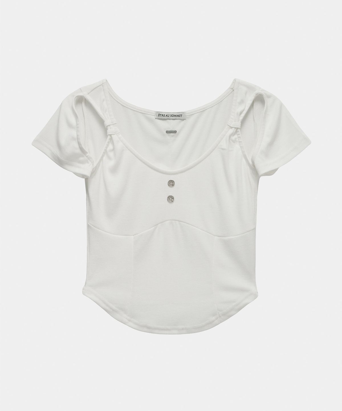 에트오소메(ETRE AU SOMMET) Layered Buckle Line Top (White)