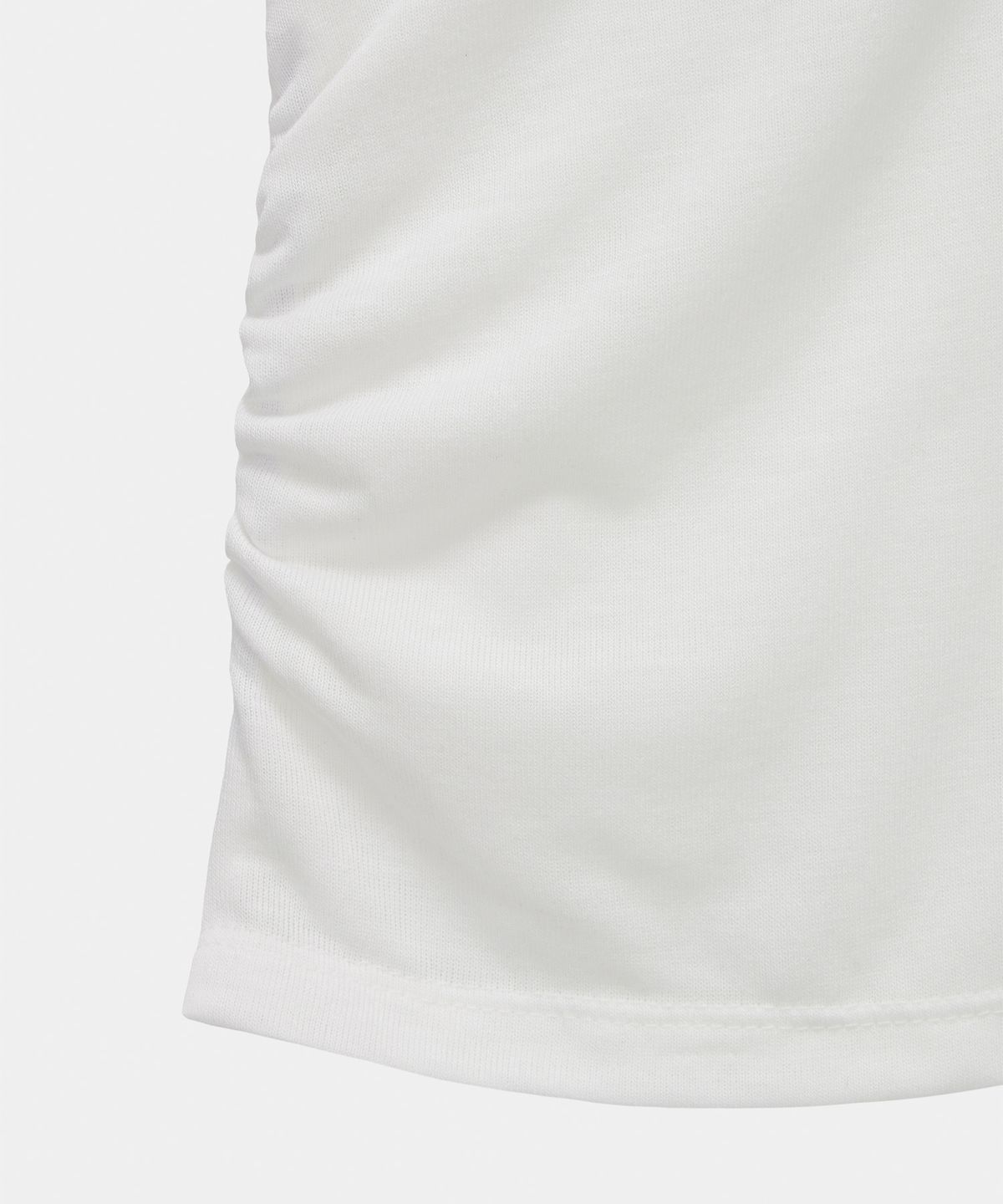 에트오소메(ETRE AU SOMMET) Rib Collar Roll Up Shirring Top (White)