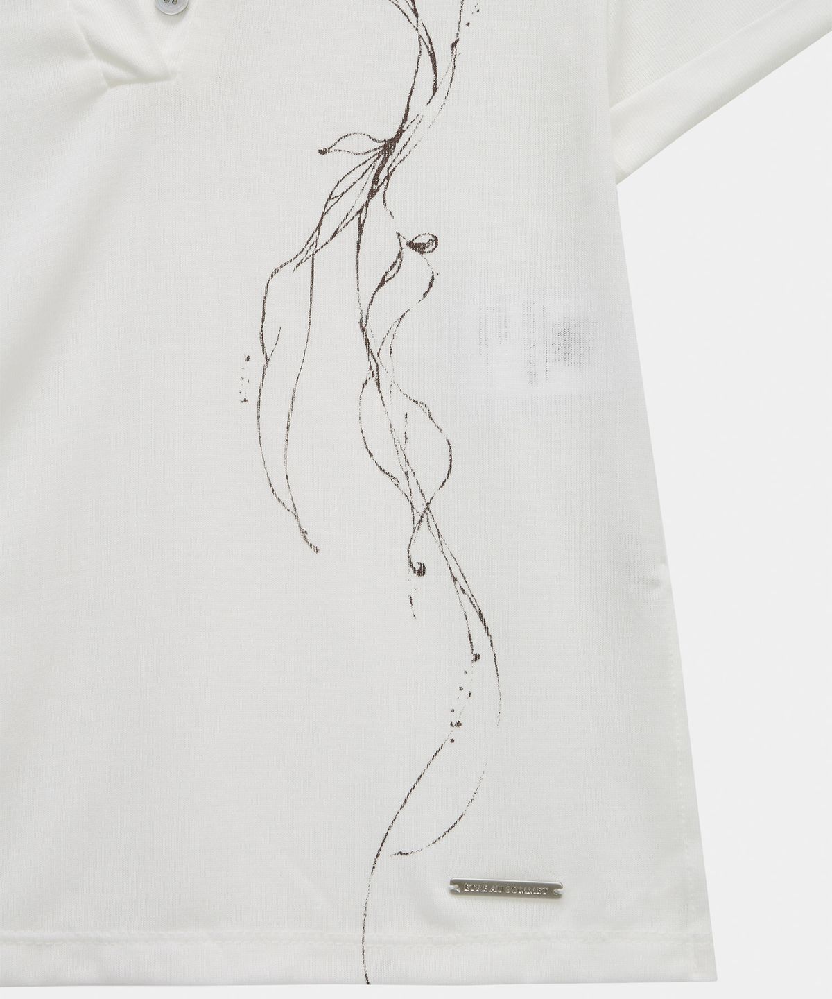 에트오소메(ETRE AU SOMMET) Rib Collar Roll Up Shirring Top (White)