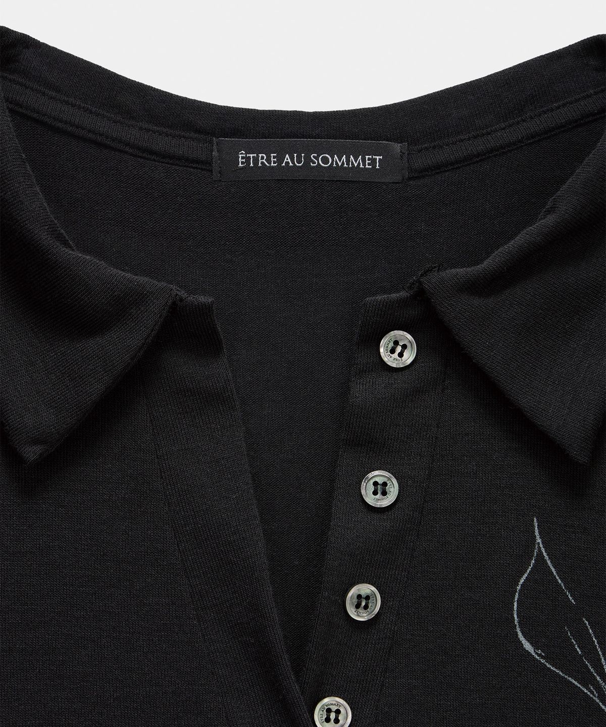 에트오소메(ETRE AU SOMMET) Rib Collar Roll up Shirring Top (Black)