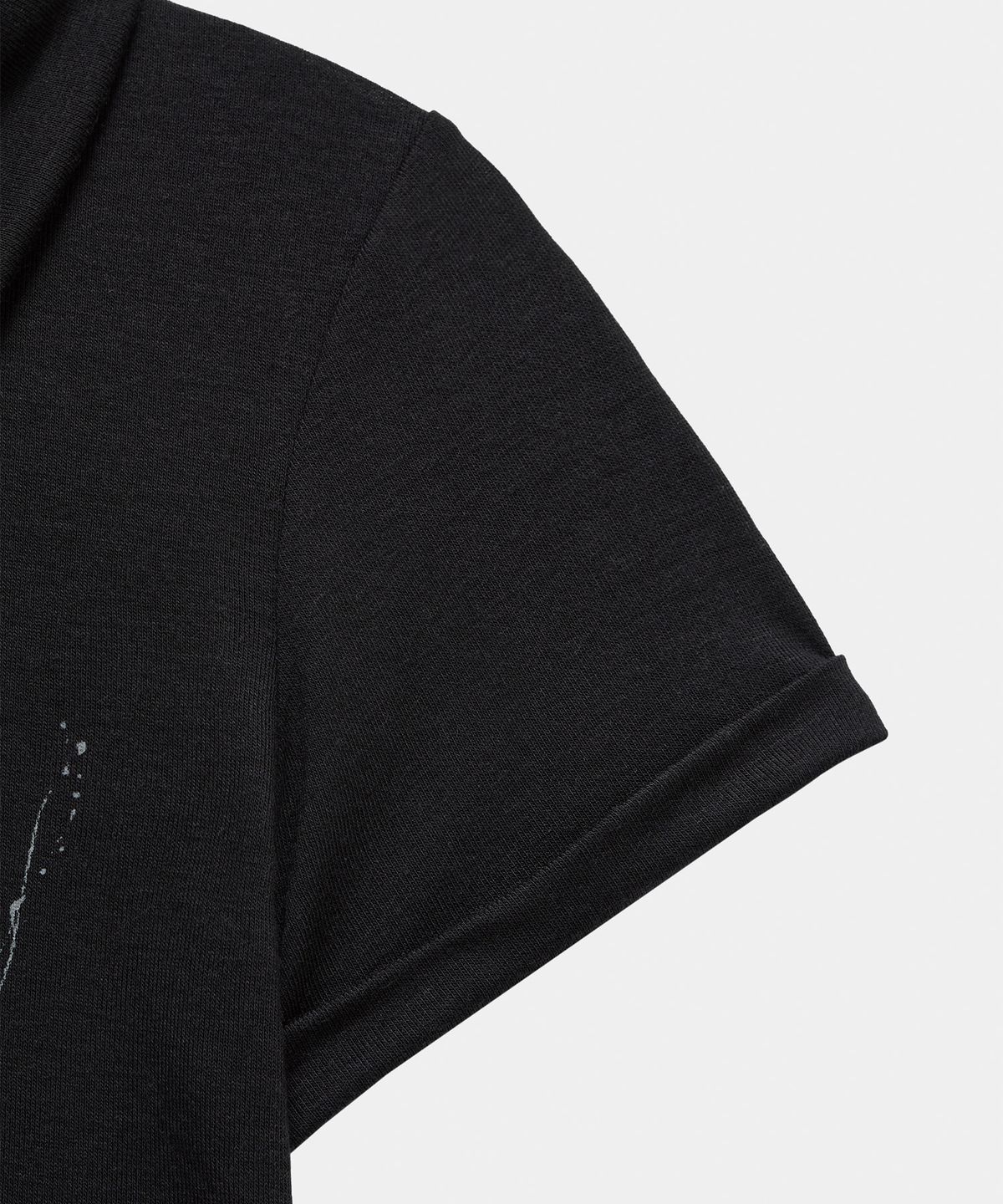 에트오소메(ETRE AU SOMMET) Rib Collar Roll up Shirring Top (Black)