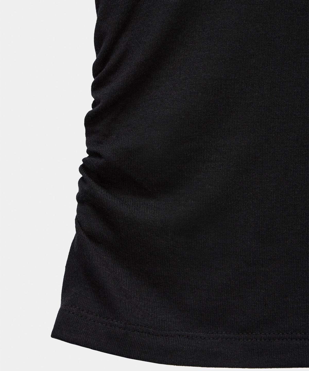 에트오소메(ETRE AU SOMMET) Rib Collar Roll up Shirring Top (Black)