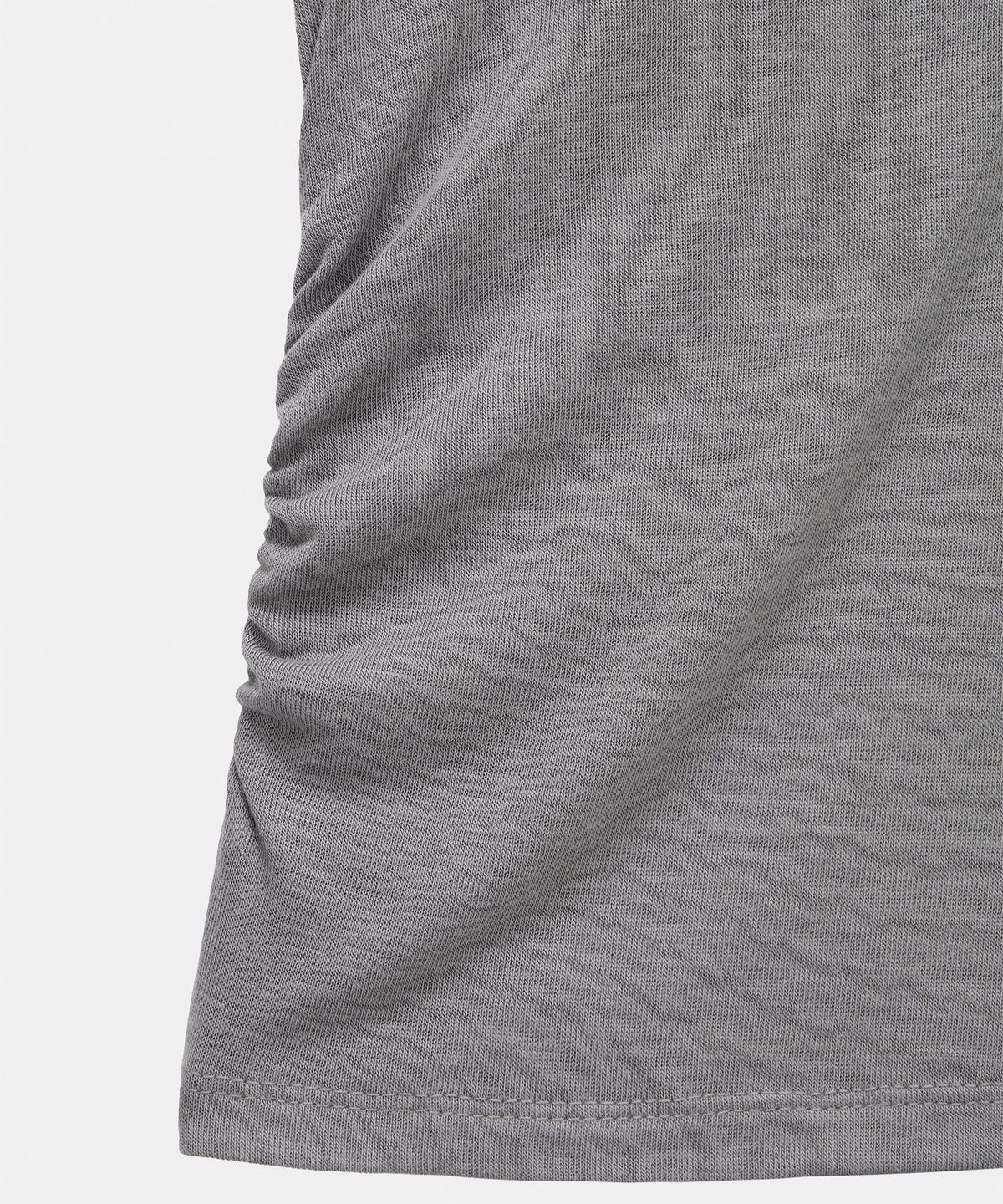 에트오소메(ETRE AU SOMMET) Rib Collar Roll up Shirring Top (Gray)