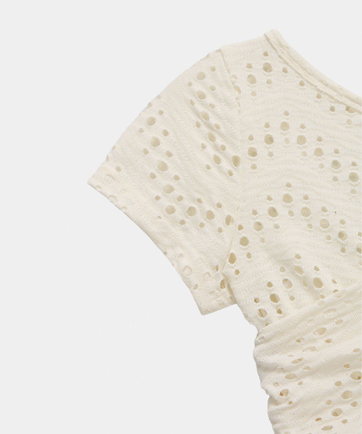에트오소메(ETRE AU SOMMET) Hole Knit Layered Side Slit Top (Ivory)