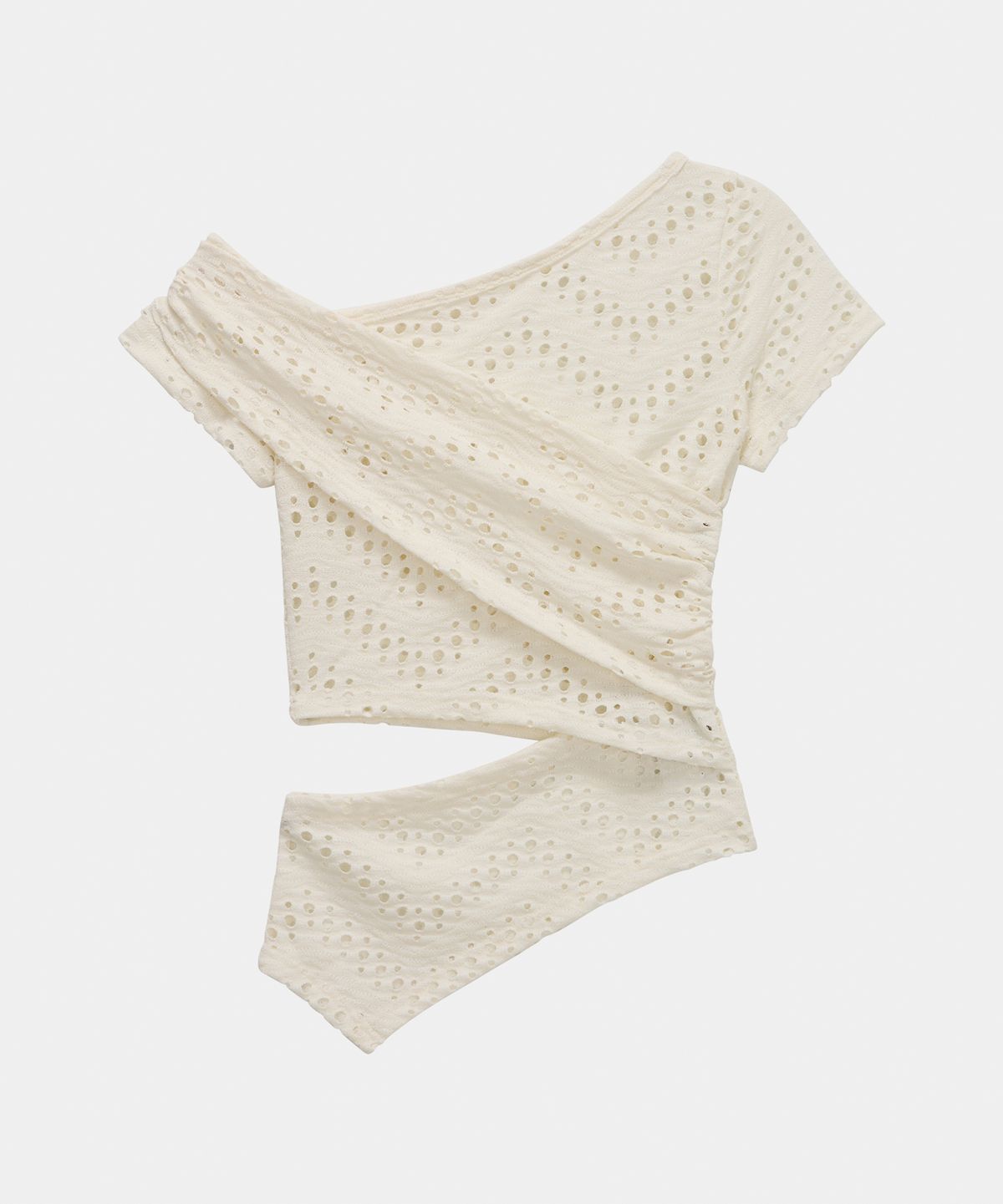 에트오소메(ETRE AU SOMMET) Hole Knit Layered Side Slit Top (Ivory)