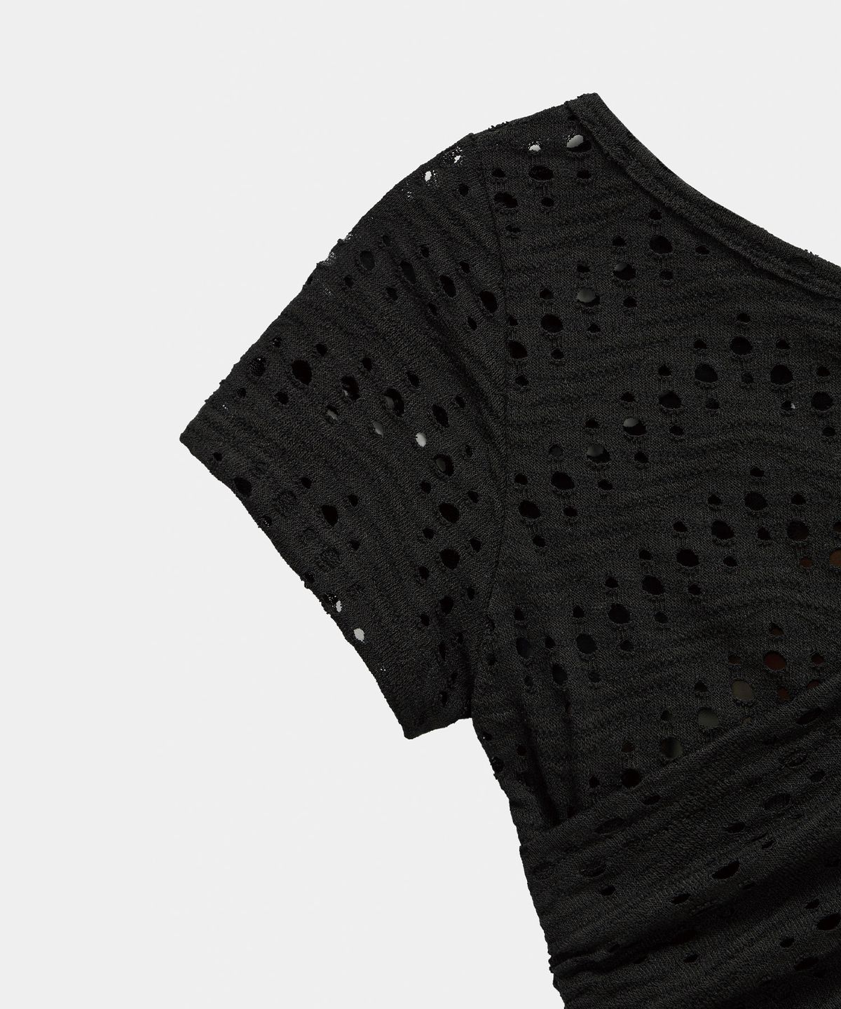 에트오소메(ETRE AU SOMMET) Hole Knit Layered Side Slit Top (Black)