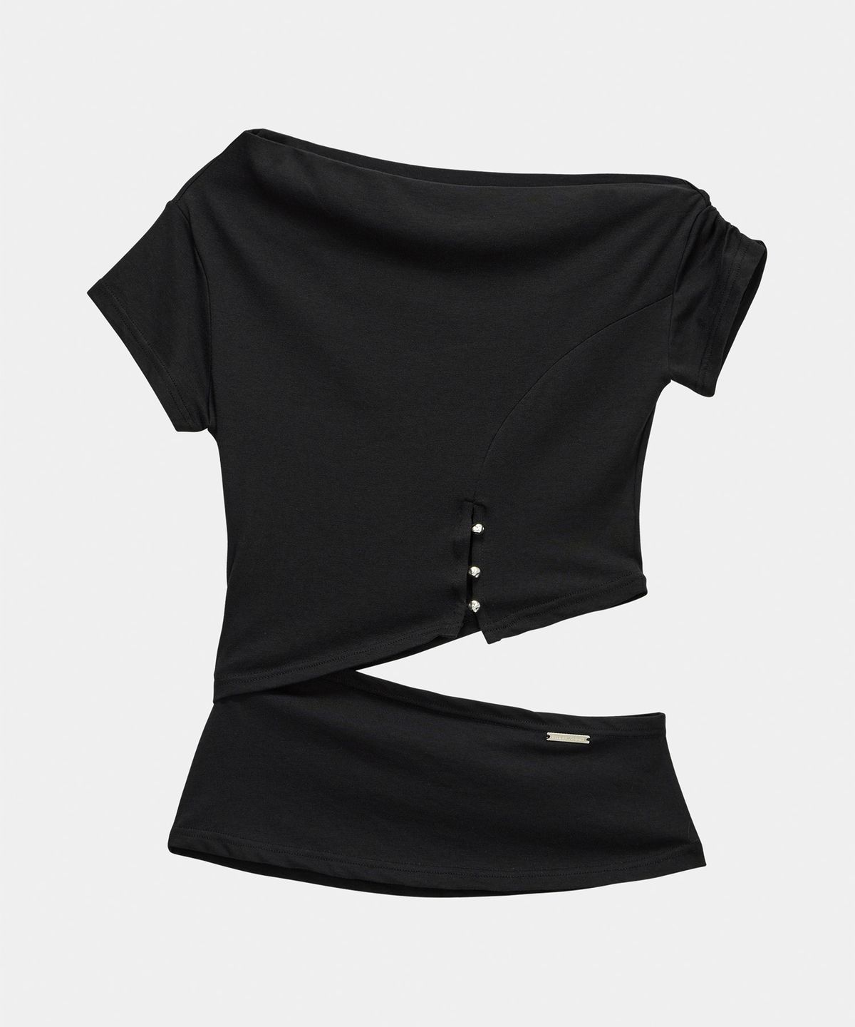 에트오소메(ETRE AU SOMMET) Cut-Out Open Short Sleeve (Black)