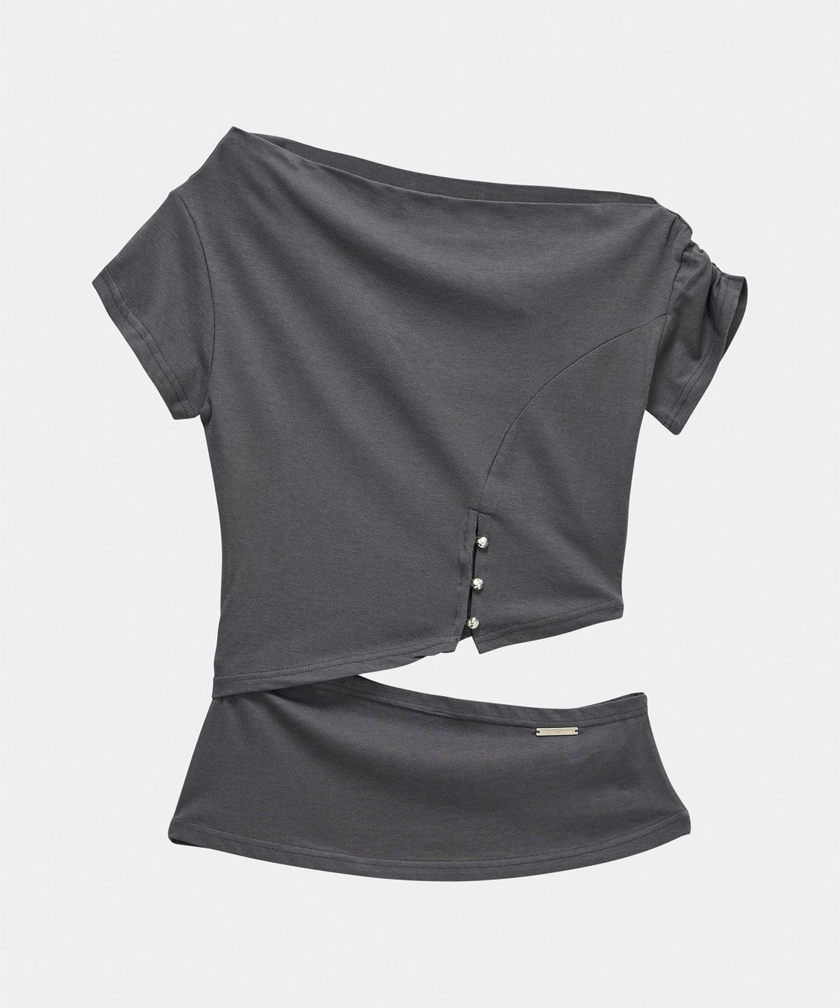 에트오소메(ETRE AU SOMMET) Cut-Out Open Short Sleeve (Dark Gray)