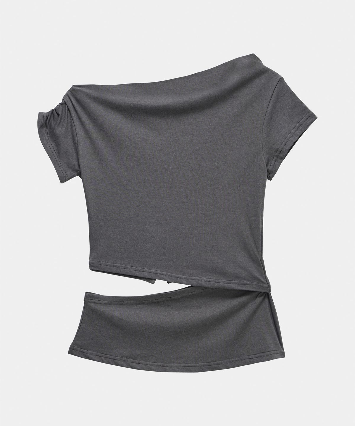 에트오소메(ETRE AU SOMMET) Cut-Out Open Short Sleeve (Dark Gray)
