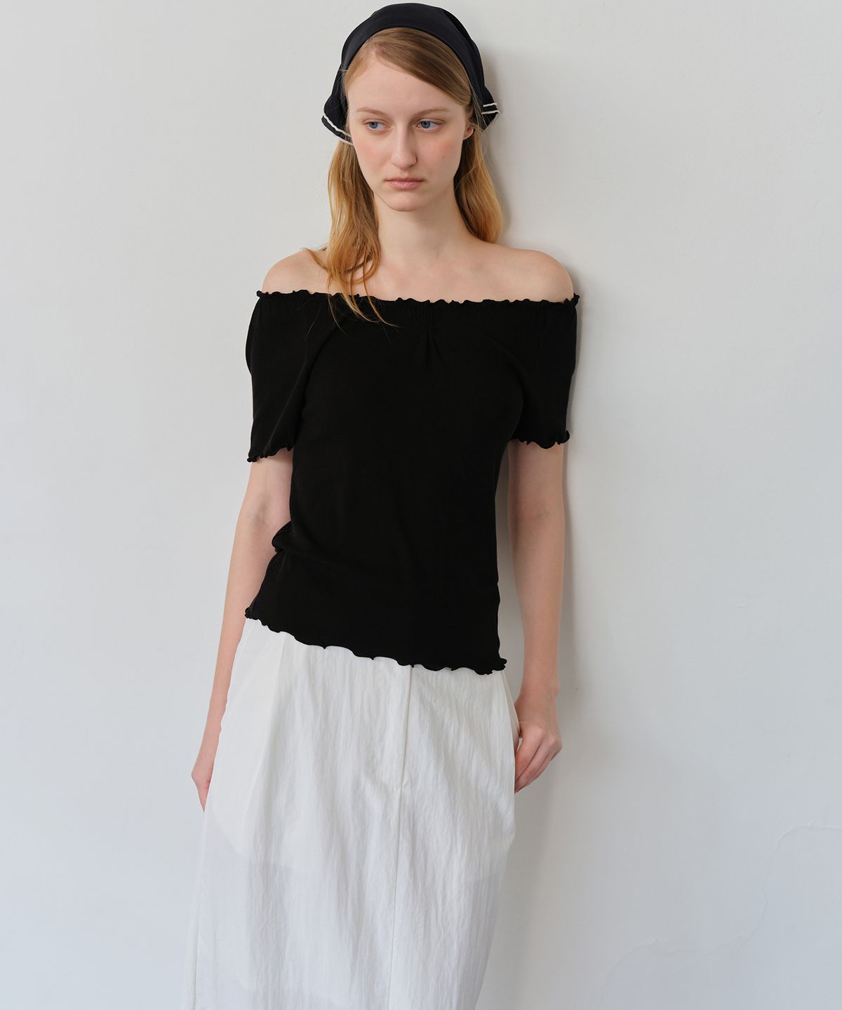 더라이(THERYE) Shirring 2way T-Shirt(Black)