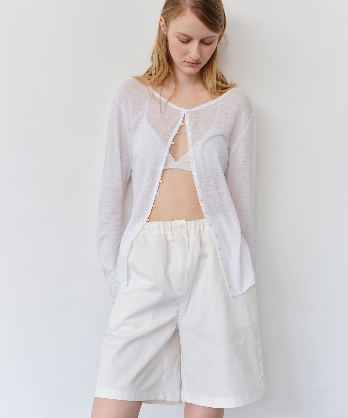 더라이(THERYE) Linen Blend Half Shorts(Ivory)