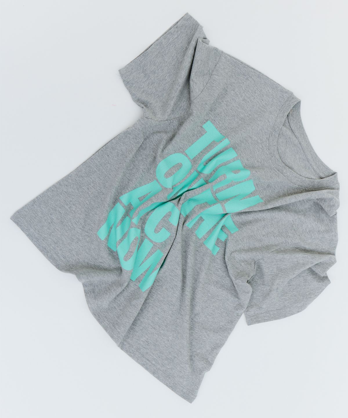 드렁크텍스트(DRUNKTXT) [Drunktxt X Gimor X Khaki Studio] Turn On The A/C Now Crop Tee [Melange Gray/Mint]