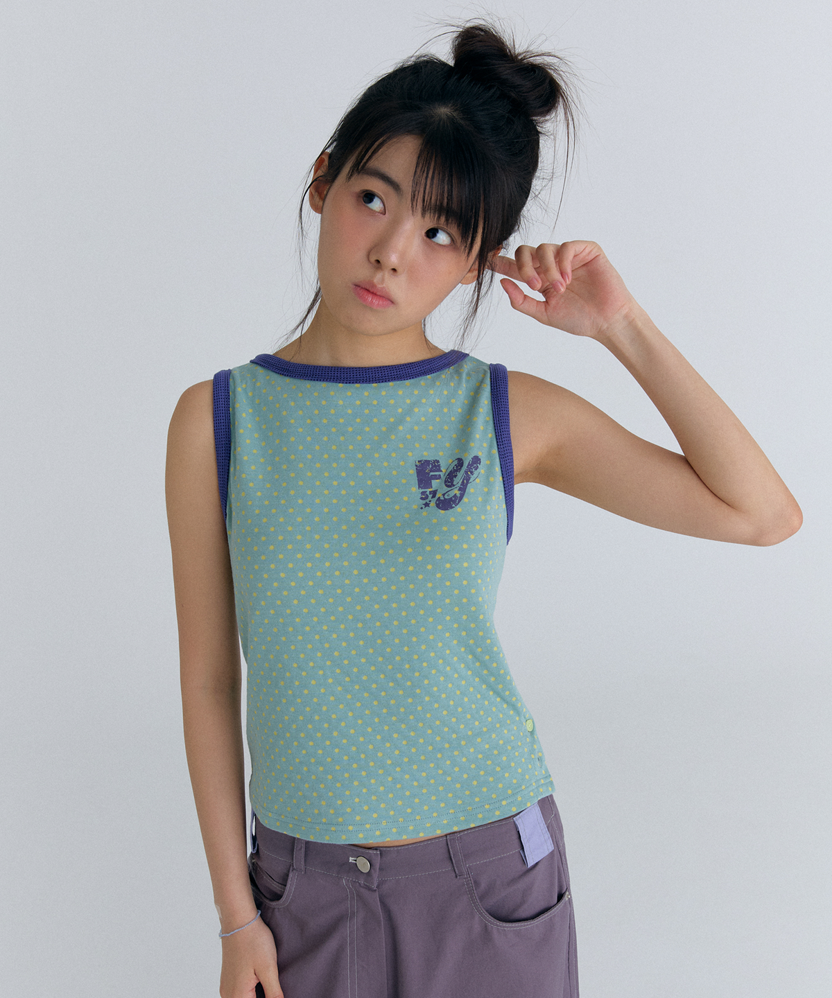 플러티(FLIRTY) vintage dot button top in mint