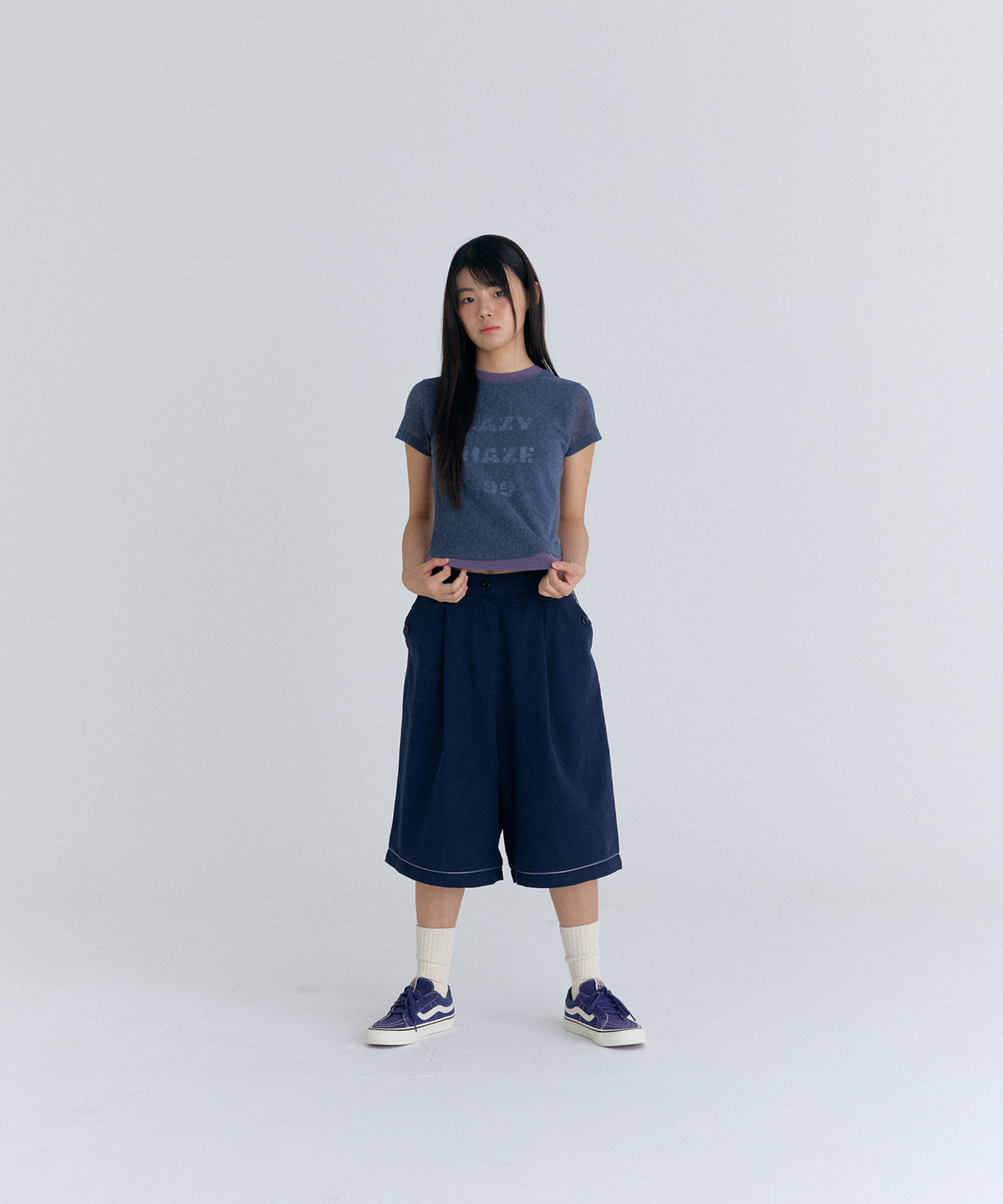 플러티(FLIRTY) mesy overlay t-shirt in purple