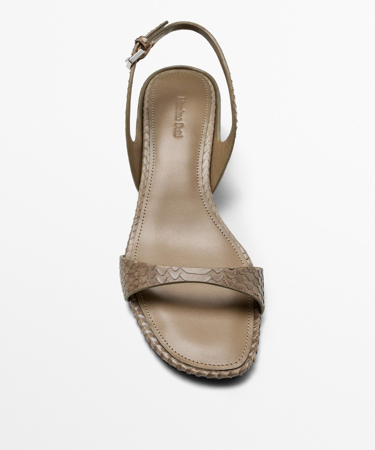 마시모두띠(MASSIMO DUTTI) 엠보스드 가죽 힐 샌들