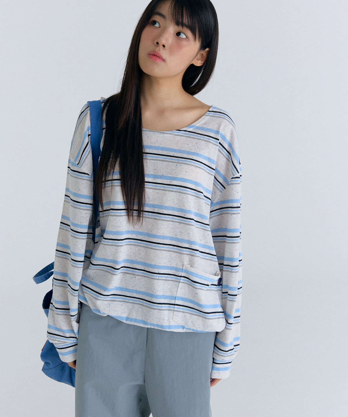 플러티(FLIRTY) stripe comfort long sleeve t-shirt in blue