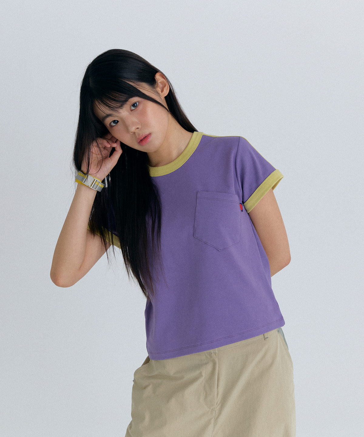 플러티(FLIRTY) play color pocket t-shirt in purple