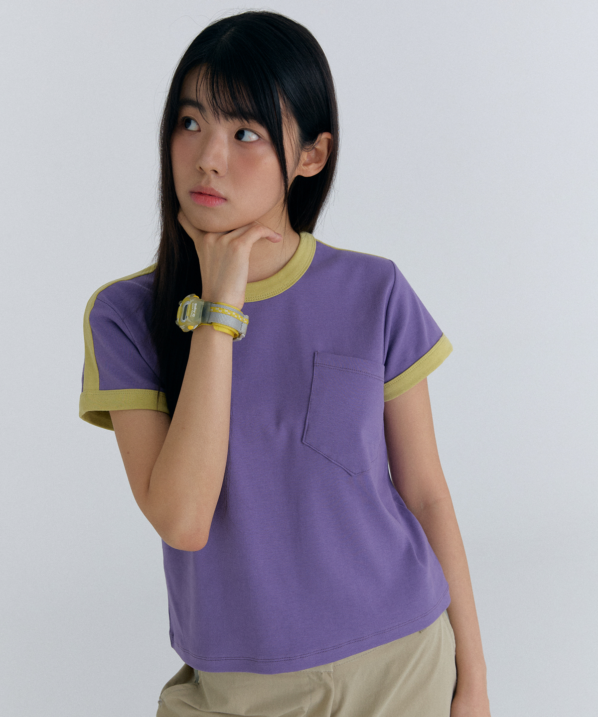 플러티(FLIRTY) play color pocket t-shirt in purple