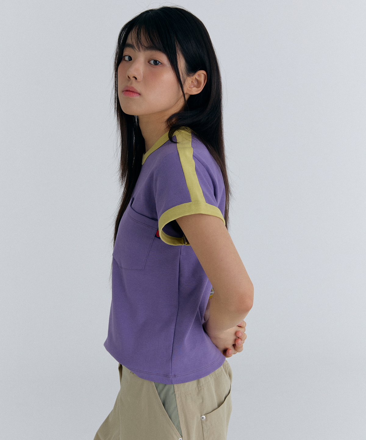 플러티(FLIRTY) play color pocket t-shirt in purple