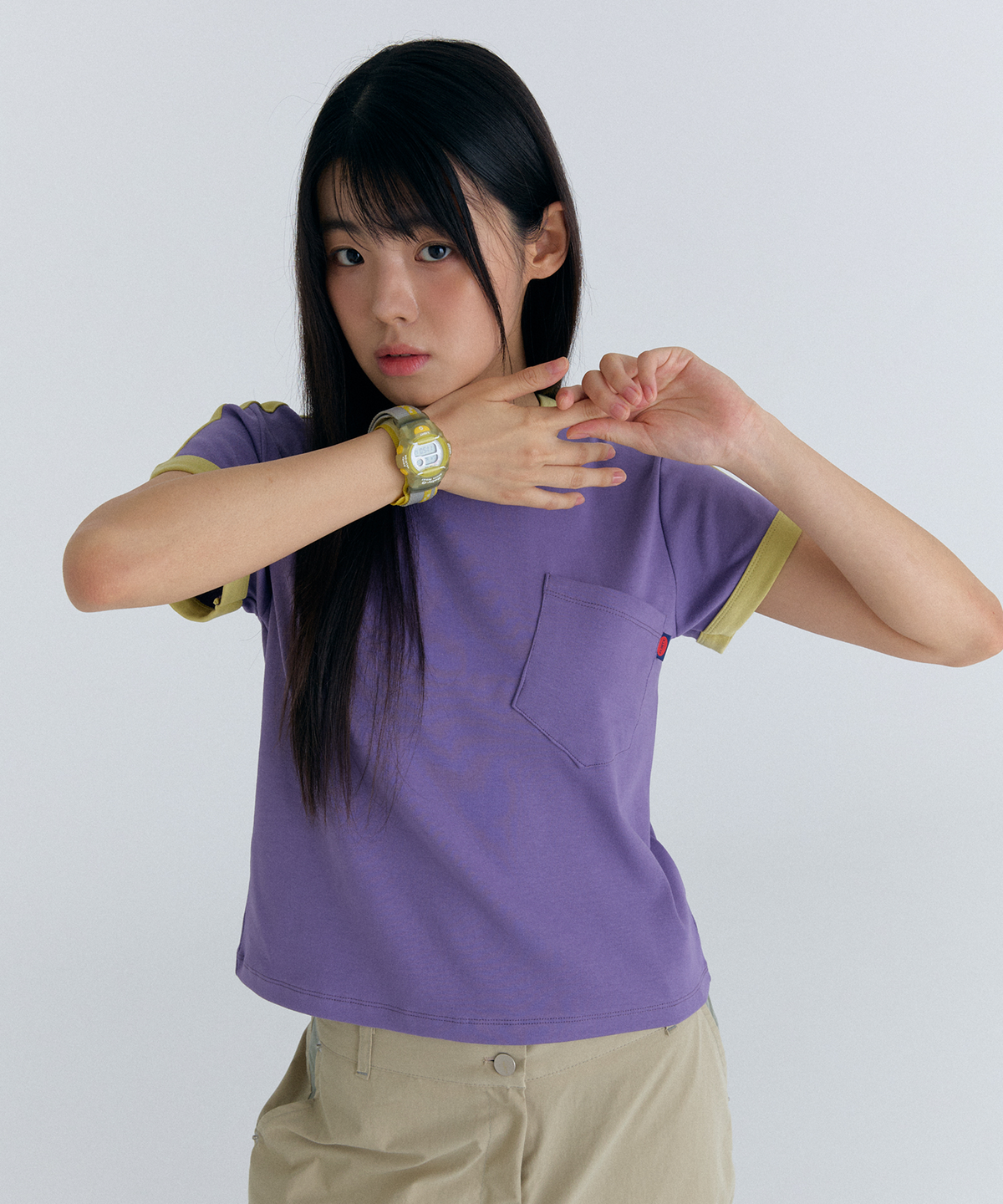 플러티(FLIRTY) play color pocket t-shirt in purple