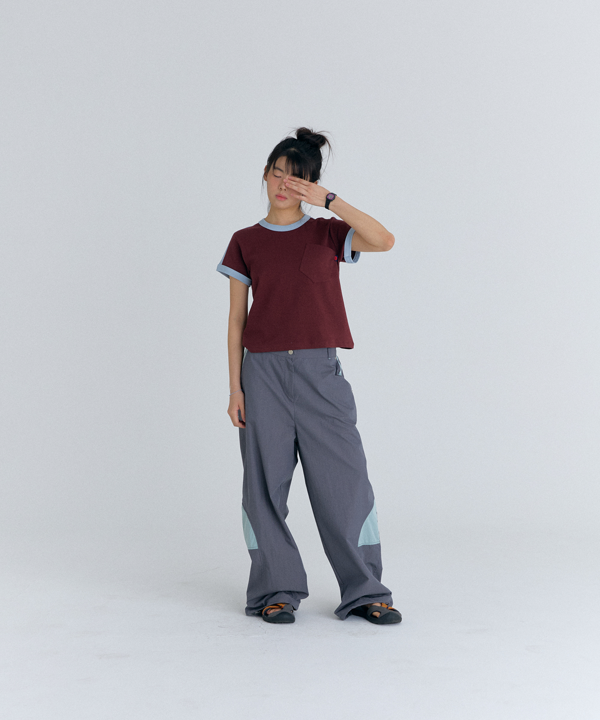 플러티(FLIRTY) play color pocket t-shirt in wine