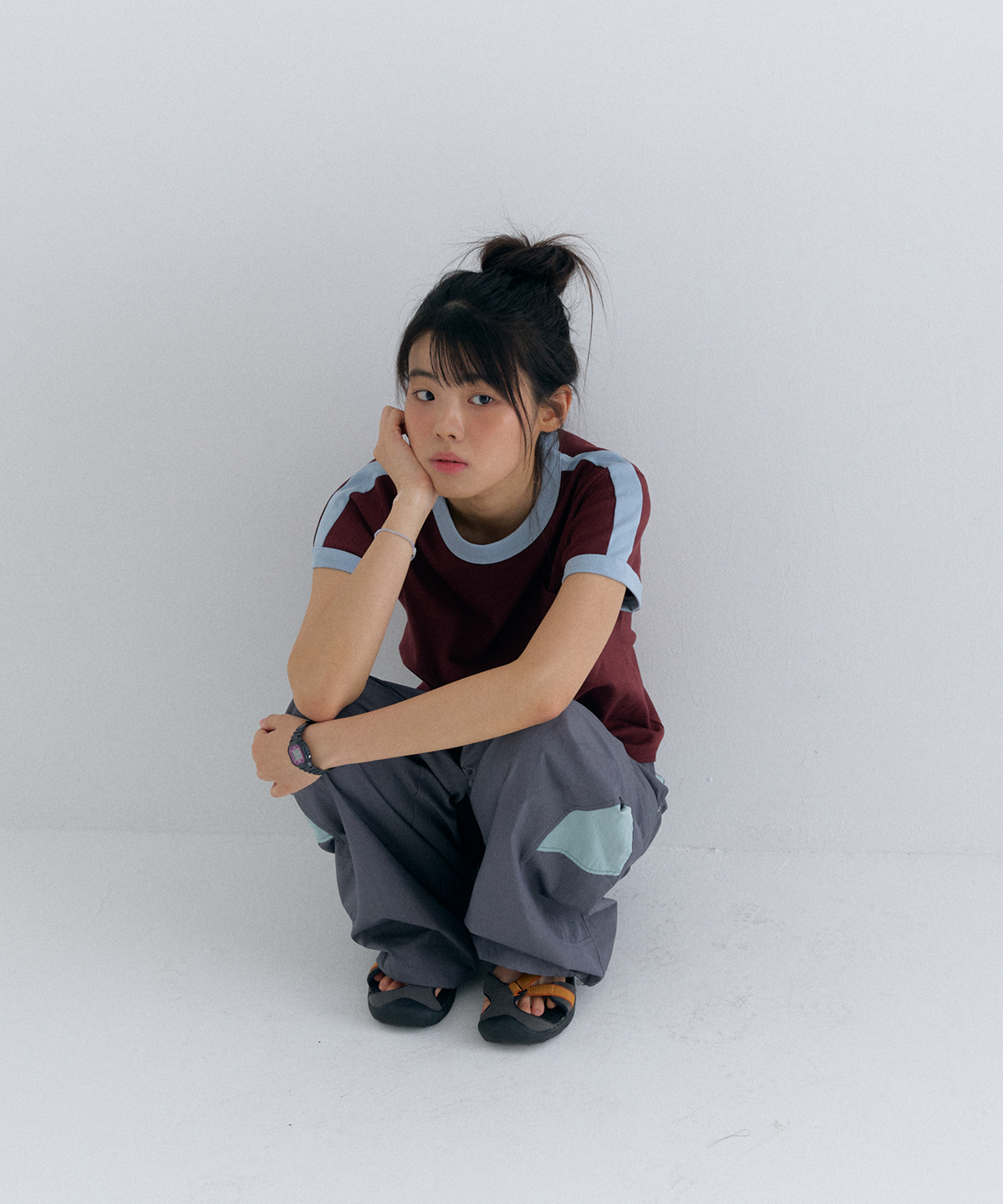 플러티(FLIRTY) play color pocket t-shirt in wine