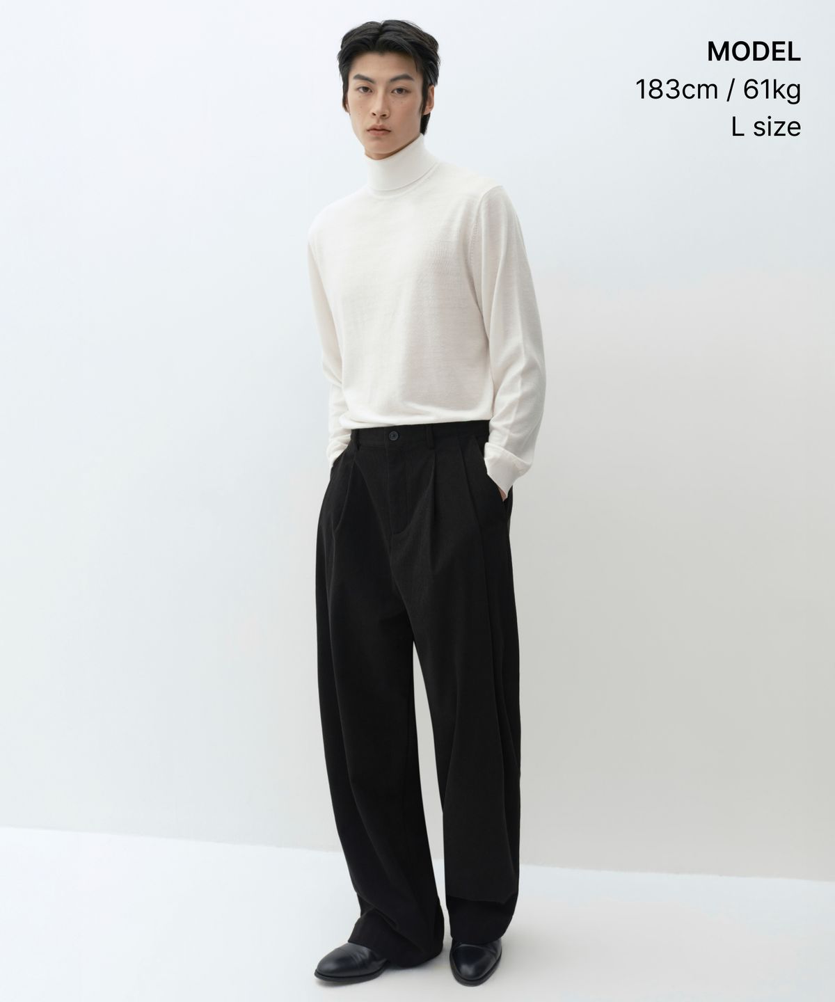 무신사 스탠다드(MUSINSA STANDARD) 메리노 울 파인게이지 터틀 넥 니트 [아이보리]