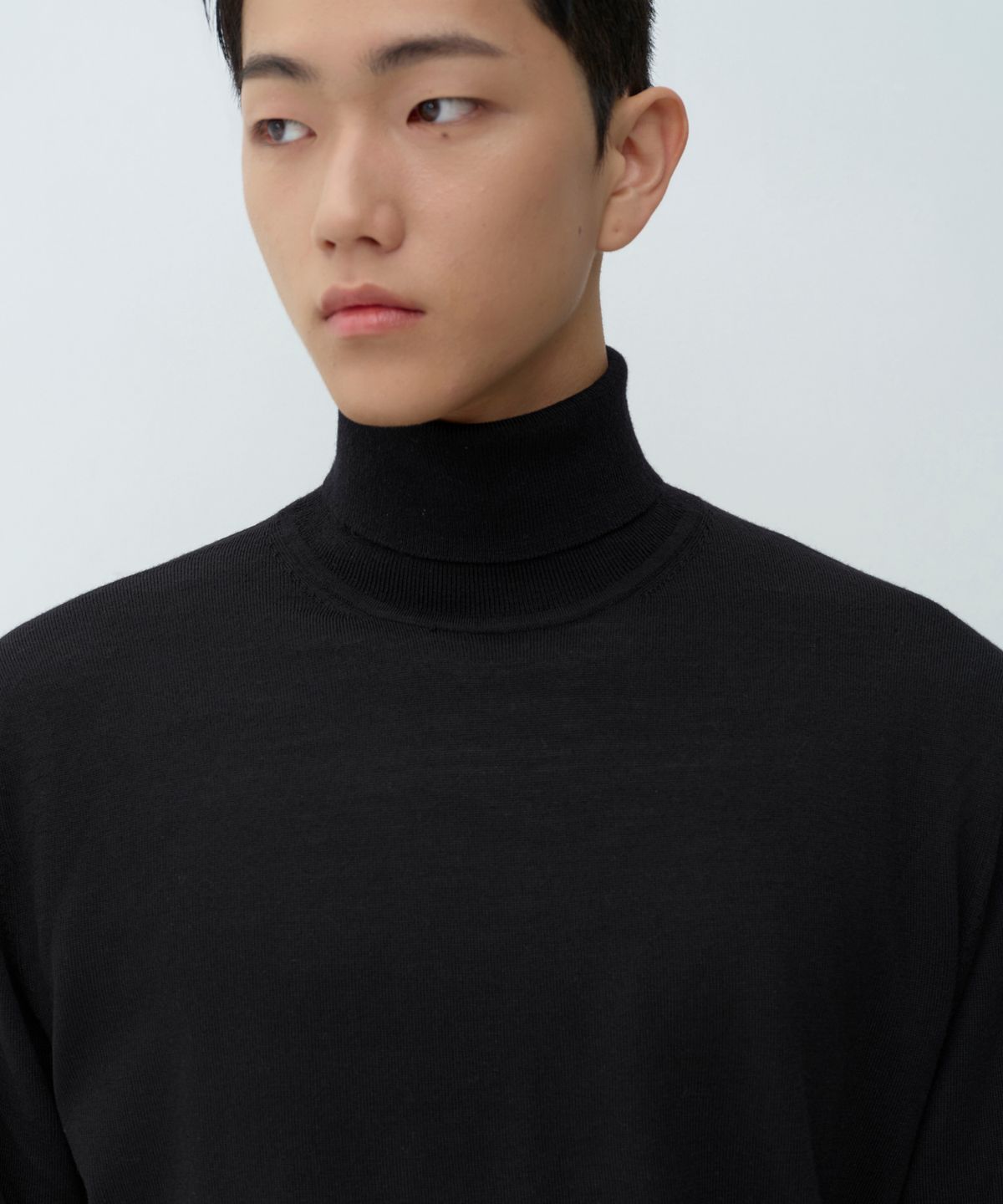 무신사 스탠다드(MUSINSA STANDARD) 메리노 울 파인게이지 터틀 넥 니트 [블랙]