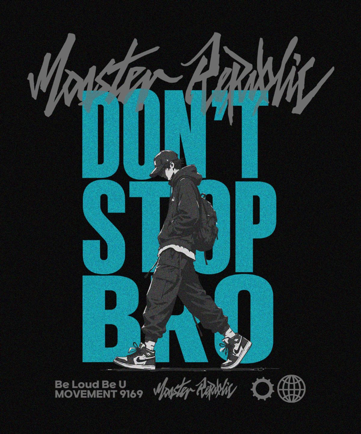 몬스터리퍼블릭(MONSTER REPUBLIC) 돈스탑브로 민트 티셔츠 블랙_9169