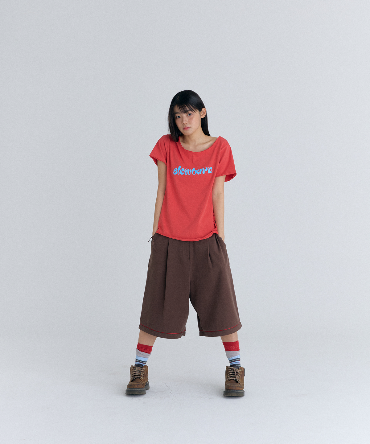 플러티(FLIRTY) check tape short pants in brown