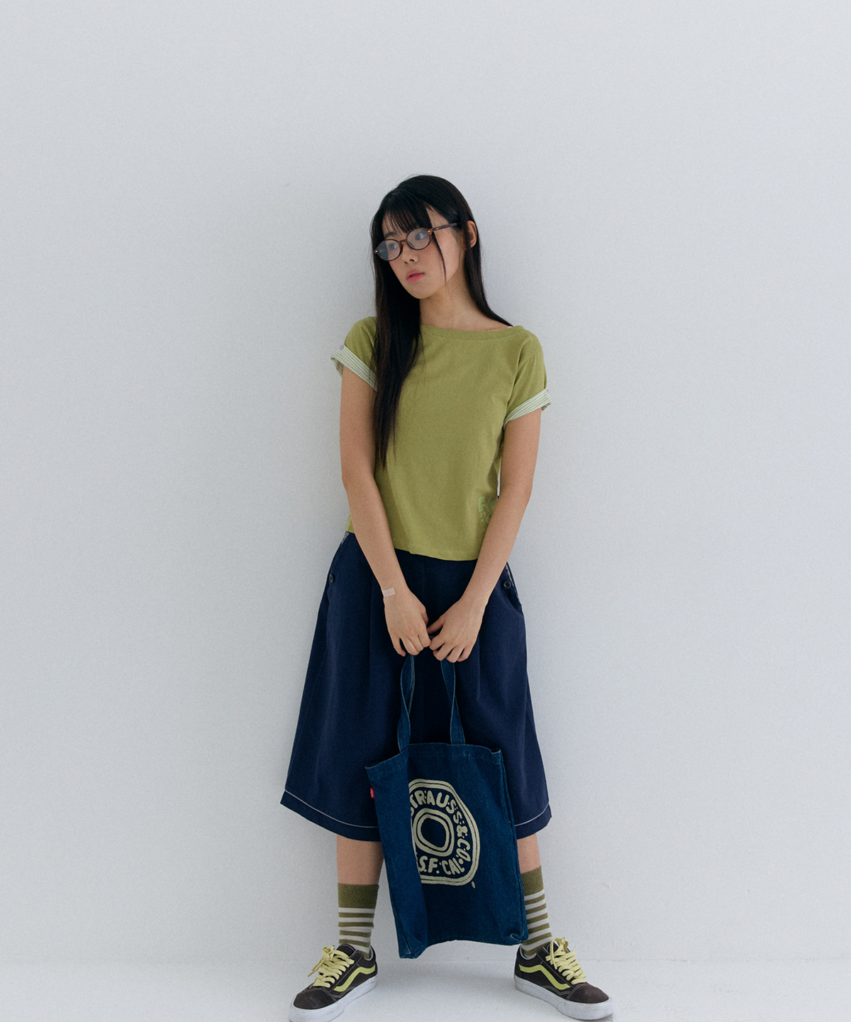 플러티(FLIRTY) check tape short pants in navy
