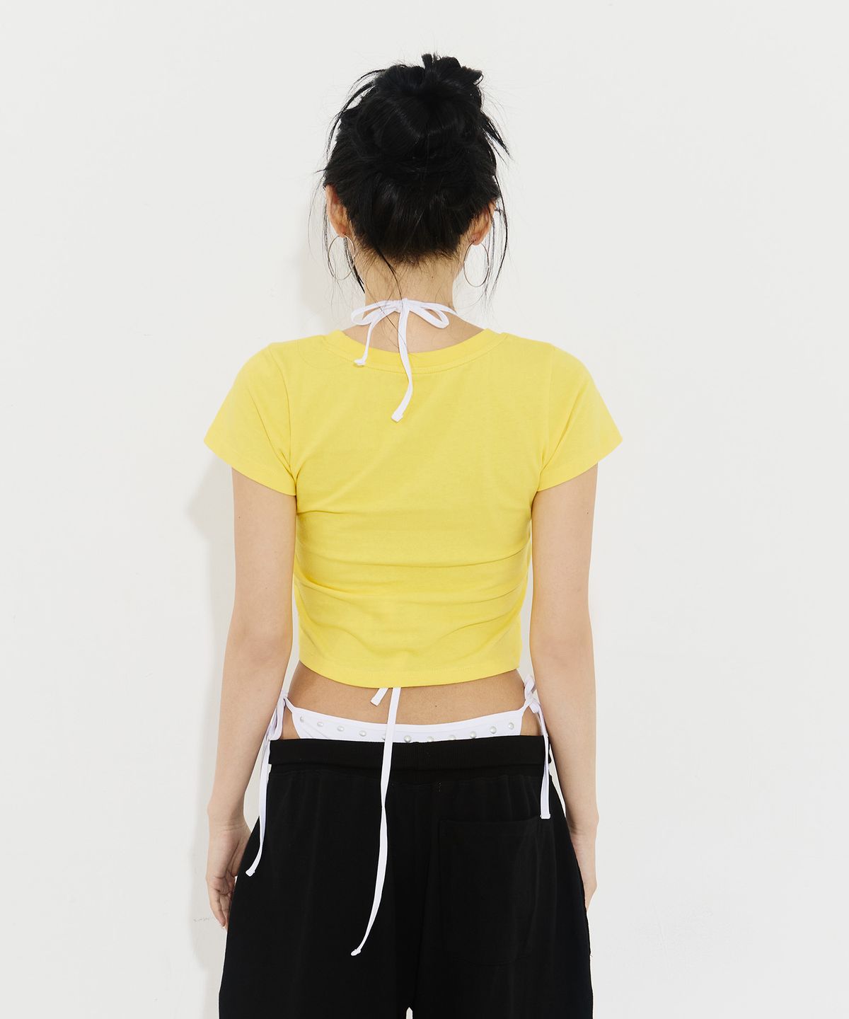 기머(GIMOR) [Gimor X Drunktxt X Khaki Studio] Turn On The A/C Now Baby Tee Yellow