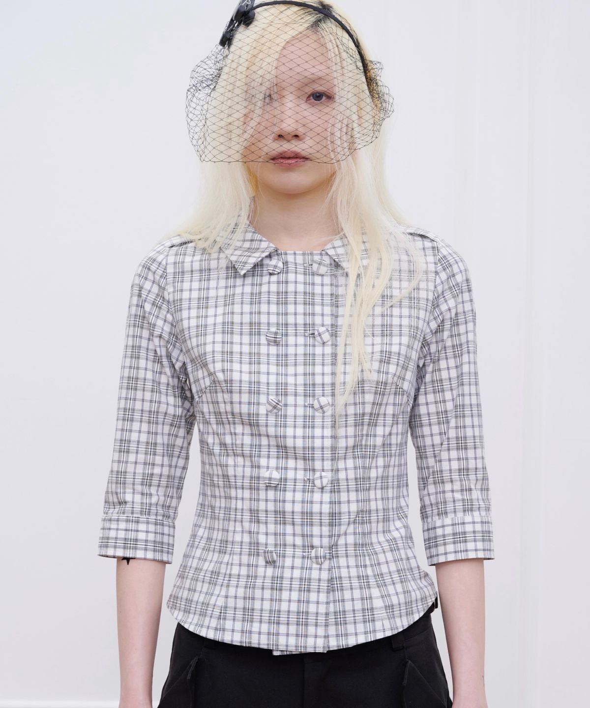 소르베룸(SORVETROOM) Epaulette Button Shirt (Check)