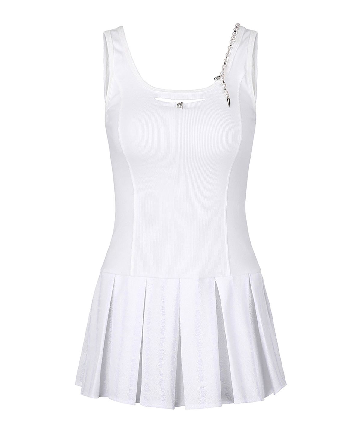 쇠아(SØAR) [리미티드 에디션] Destroy Pleats Beads Dress (WHITE)
