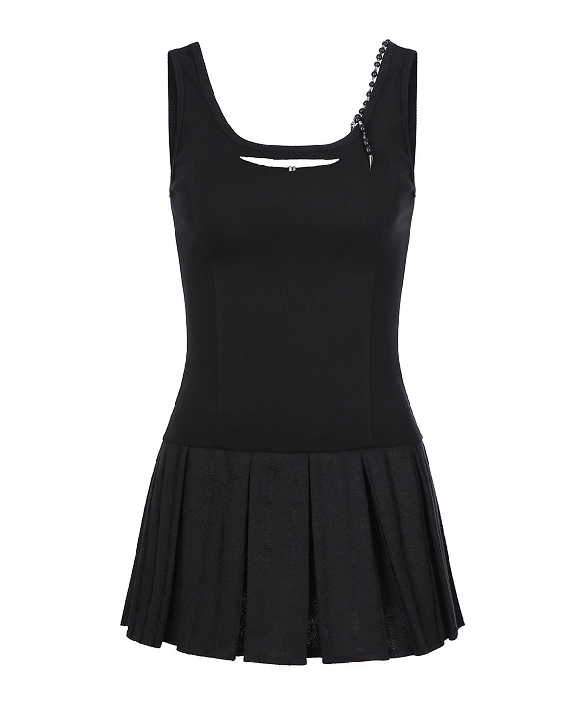 쇠아(SØAR) [리미티드 에디션] Destroy Pleats Beads Dress (BLACK)