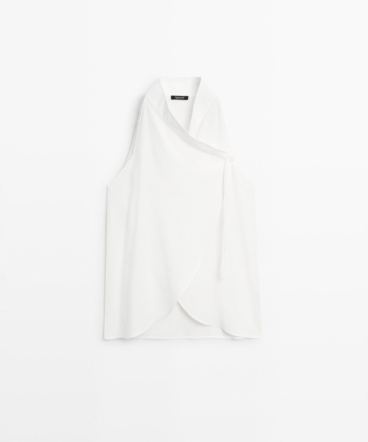 마시모두띠(MASSIMO DUTTI) 린넨 블렌드 크로스 홀터넥 플루이드 탑